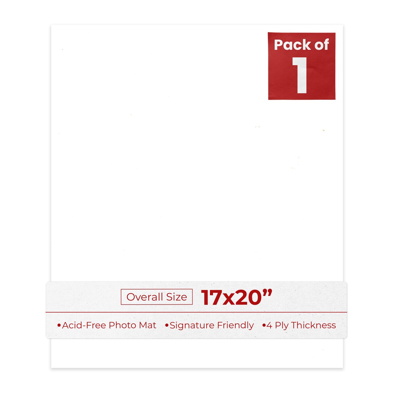 Textured White 17x20 Uncut Mat Board - Blank Sheets, No Opening